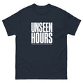 Navy Unseen Hours t-shirt, front
