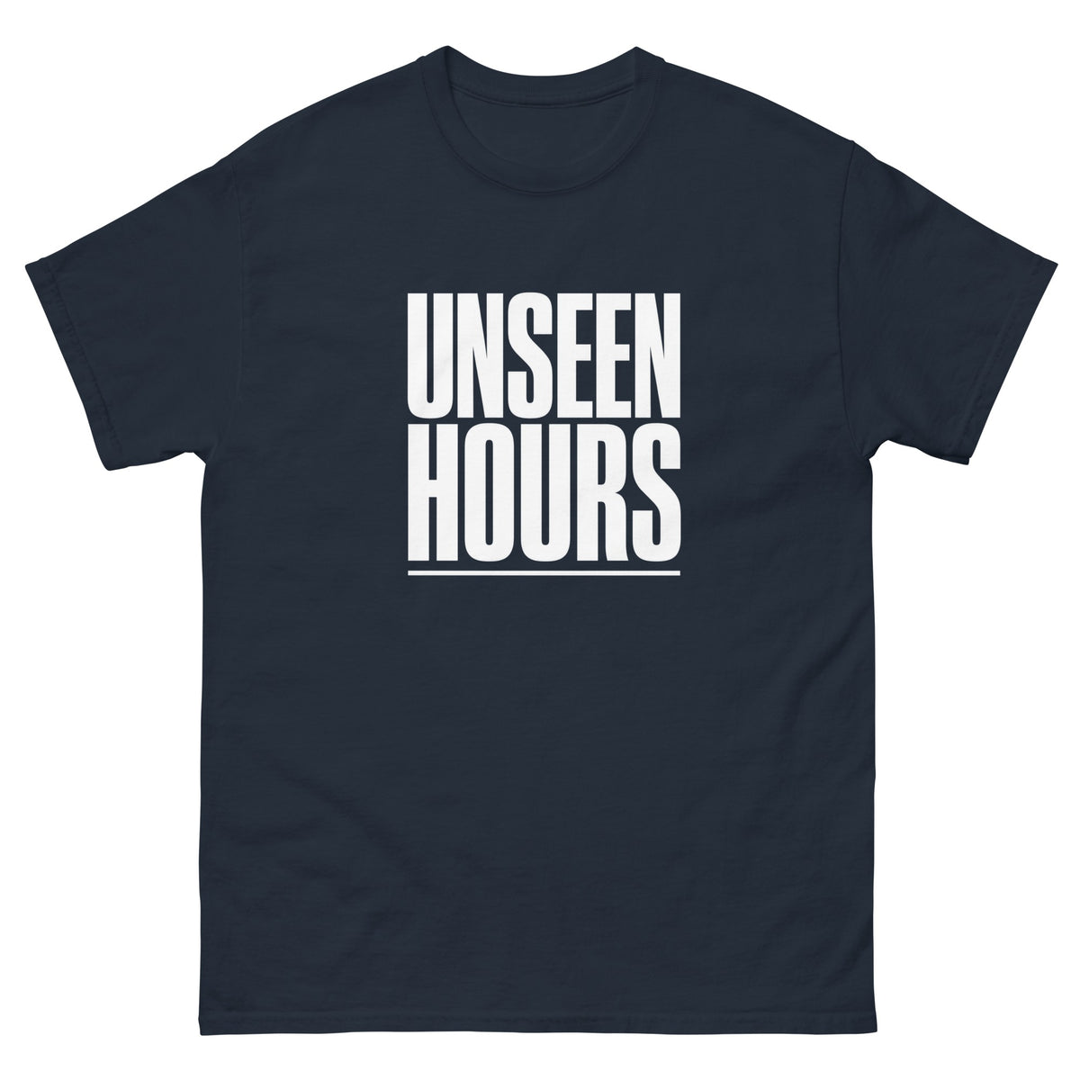 Navy Unseen Hours t-shirt, front
