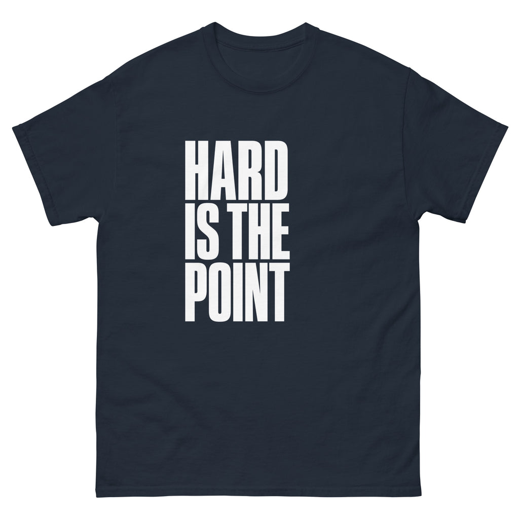 Navy Hard Is the Point t-shirt, front