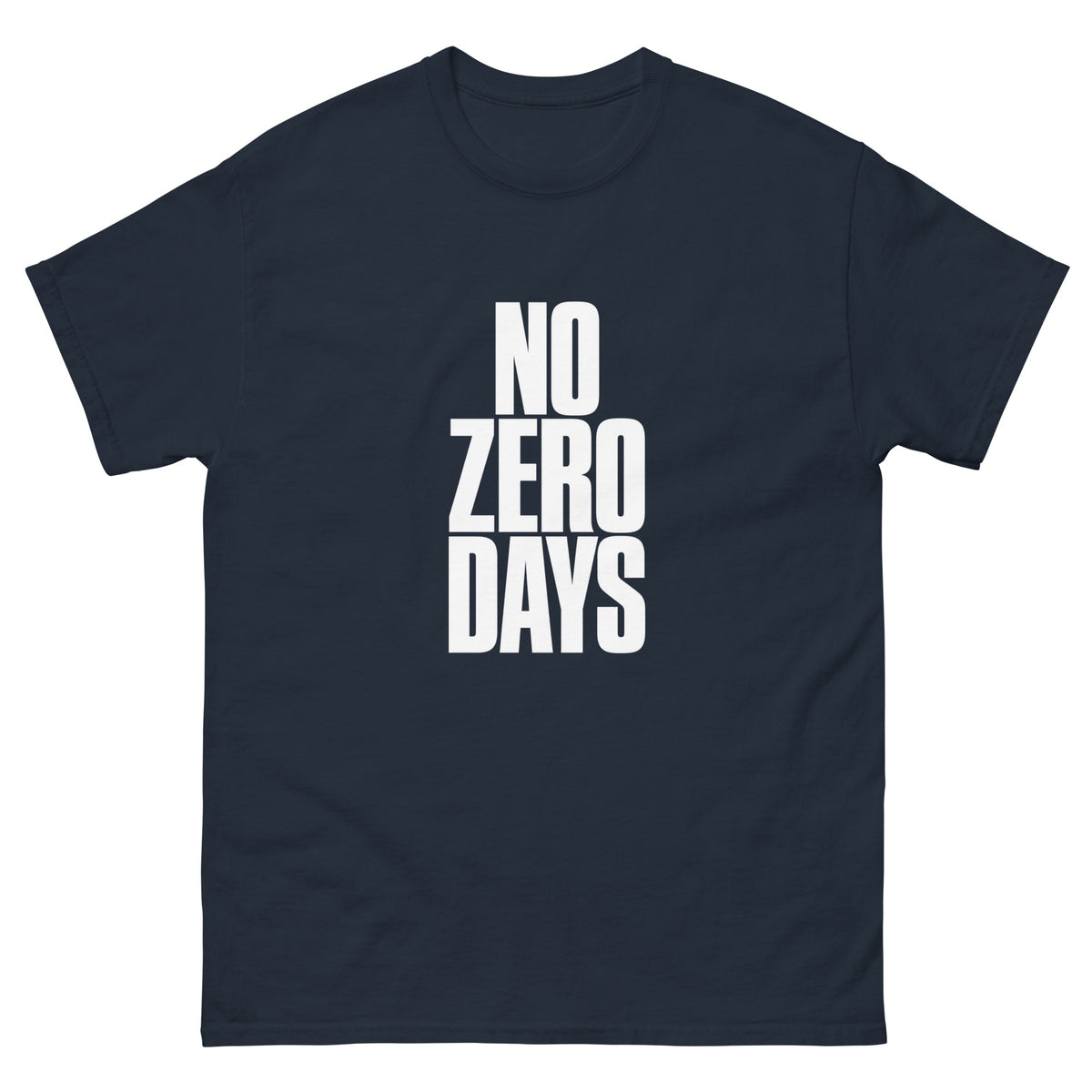 Navy No Zero Days t-shirt, front
