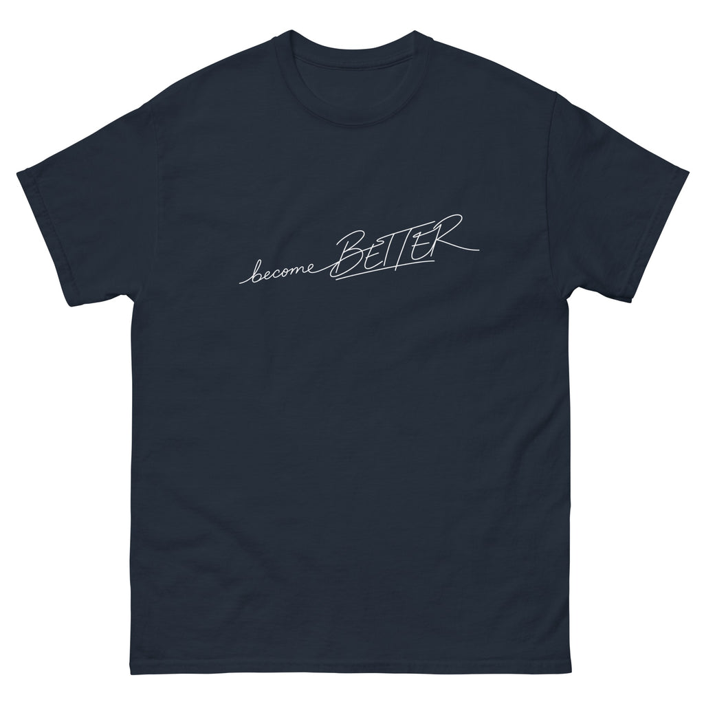 Navy Become Better t-shirt, front