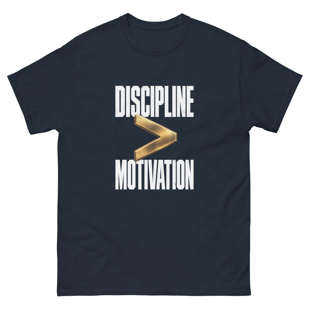 Navy Motivation and Discipline t-shirt, front