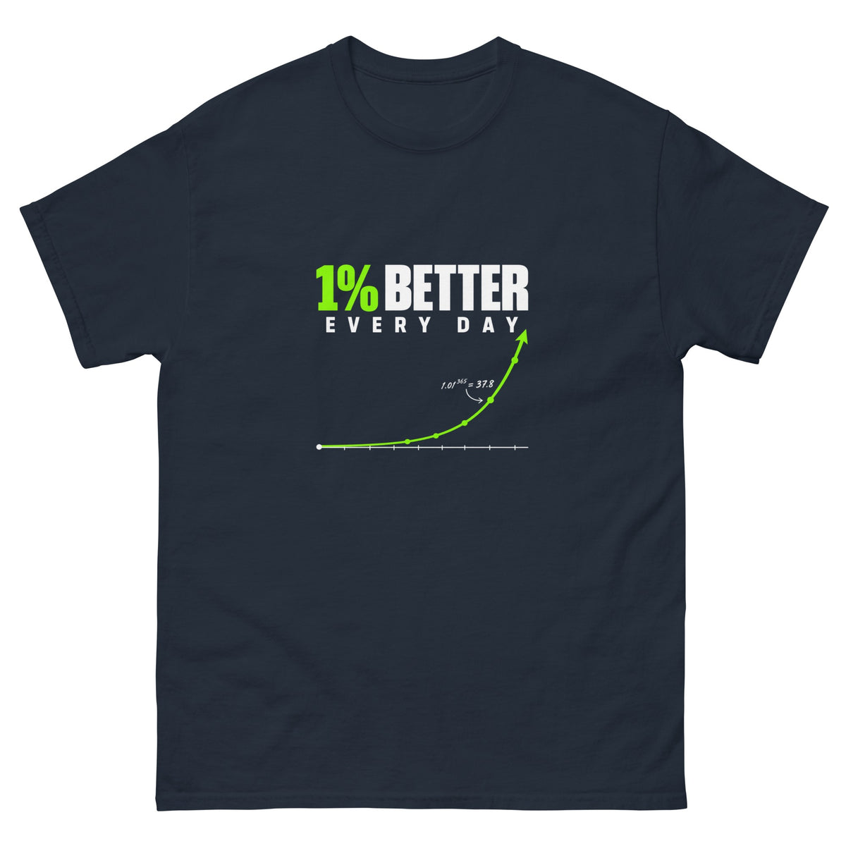 Navy 1 Percent Better t-shirt, front