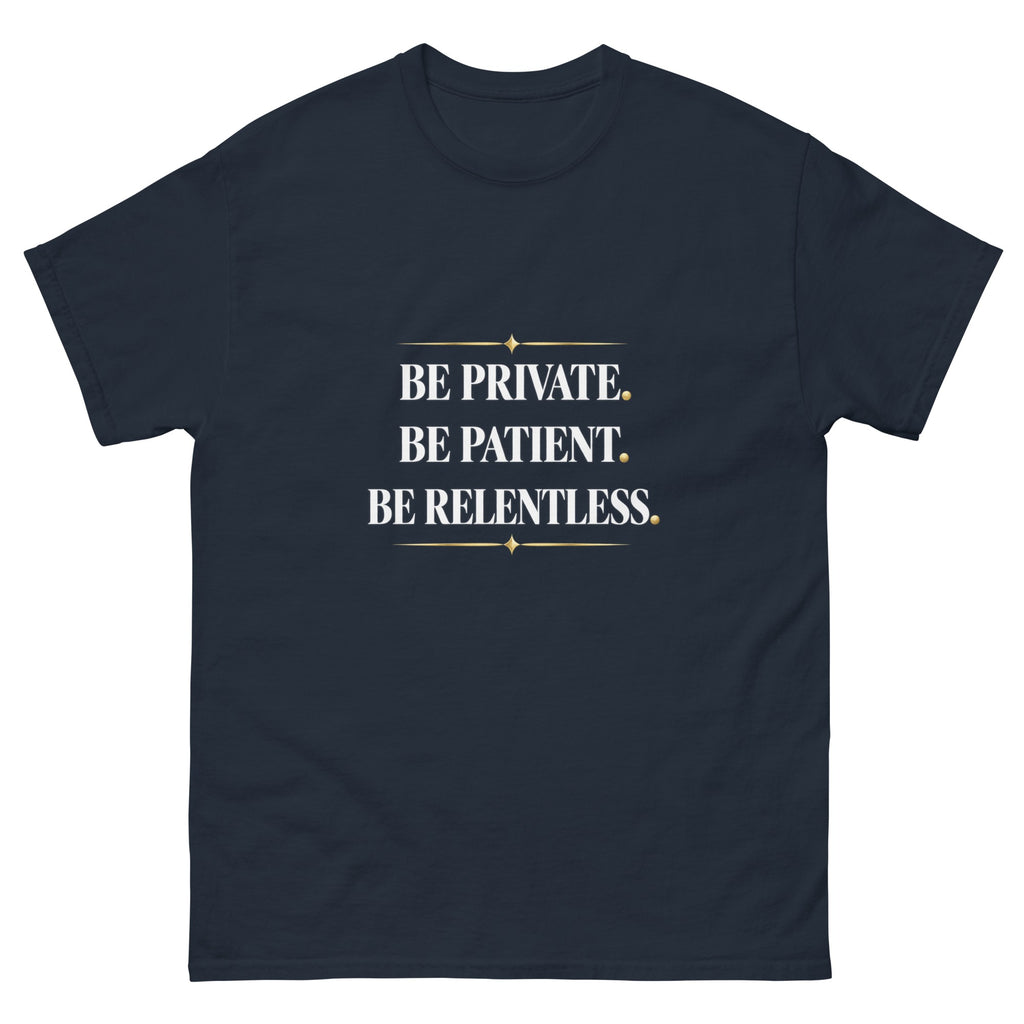 Navy Private Patient Relentless t-shirt, front