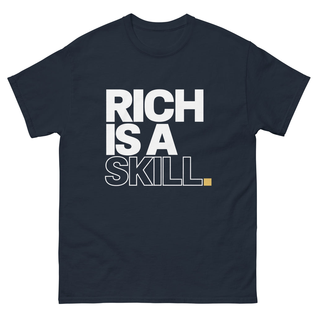 Navy Rich Is a Skill t-shirt, front