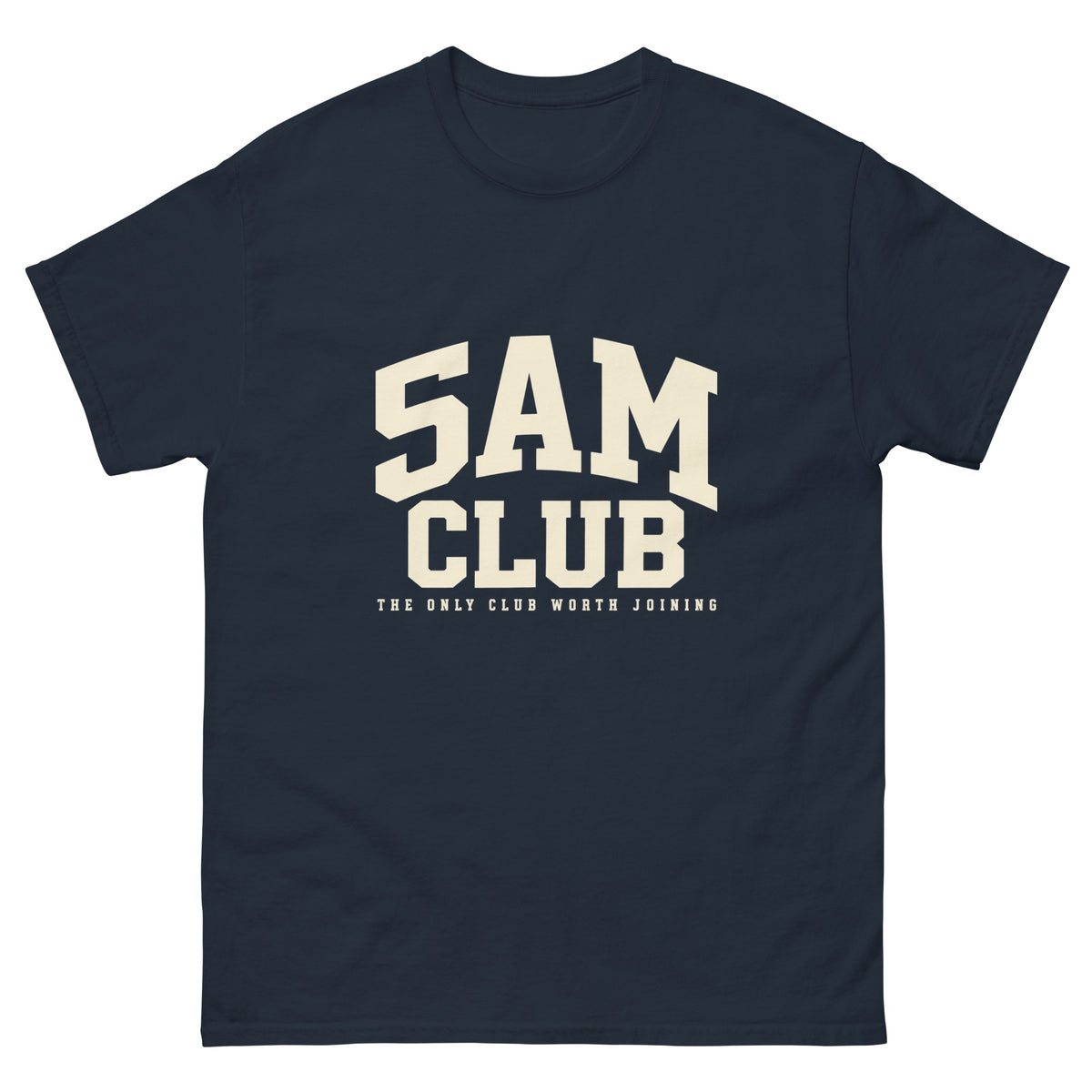 Navy 5am Club t-shirt, front