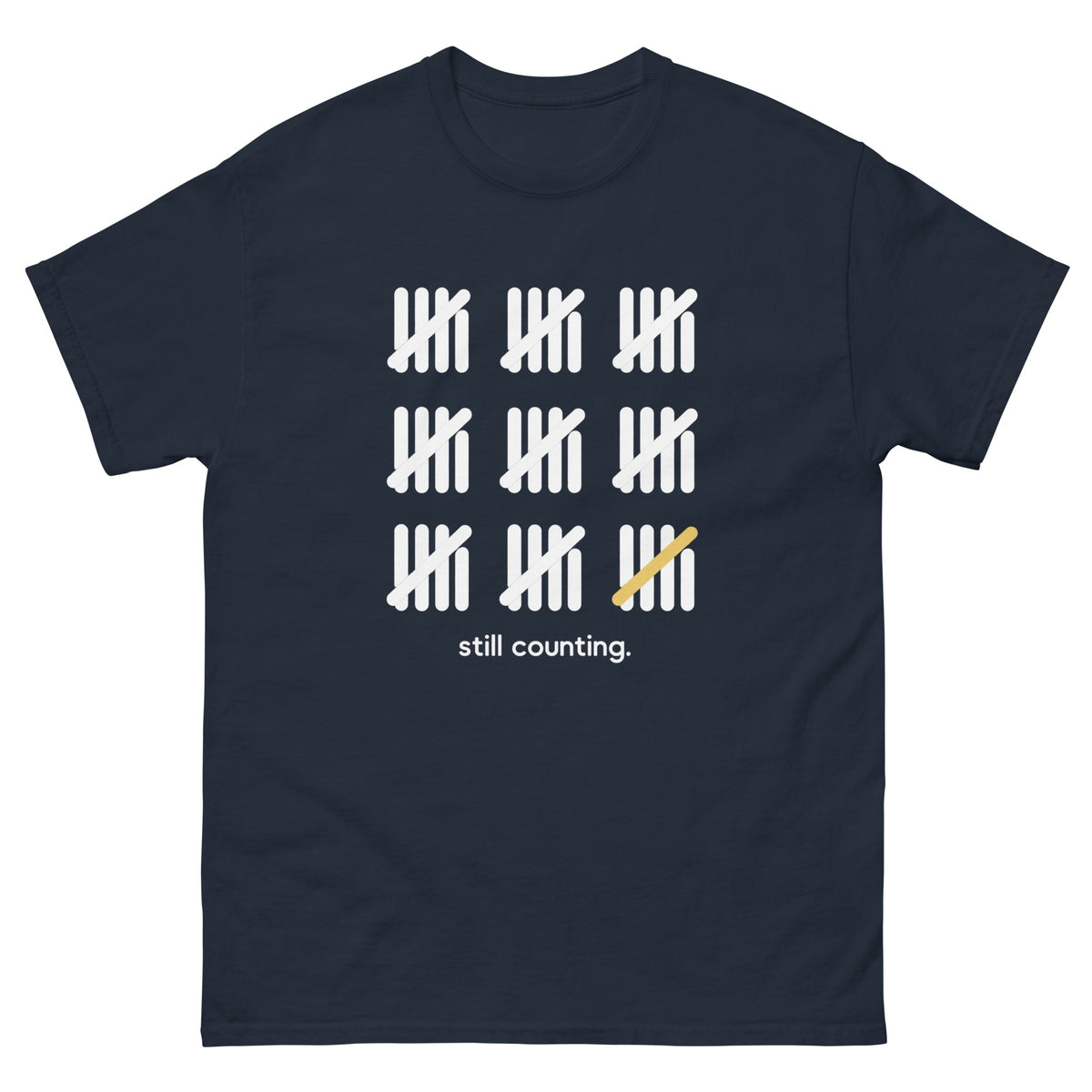 Navy Still Counting t-shirt, front